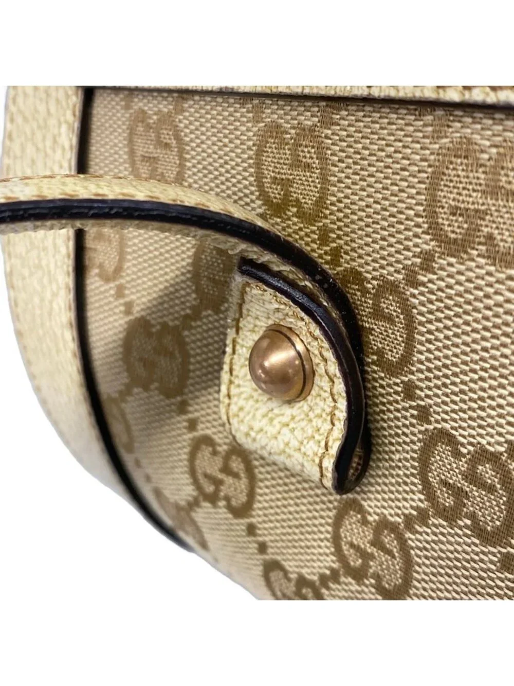 Gucci Shoulder Bag Bamboo Beige Ivory Leather